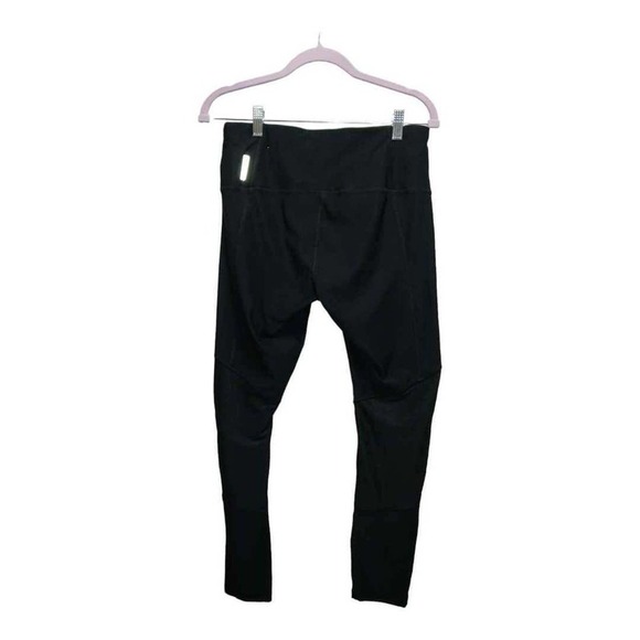 Black Workout leggings by RBX w/reflective stripes Sz L Poly 92% Spandex 8% - Picture 2 of 5